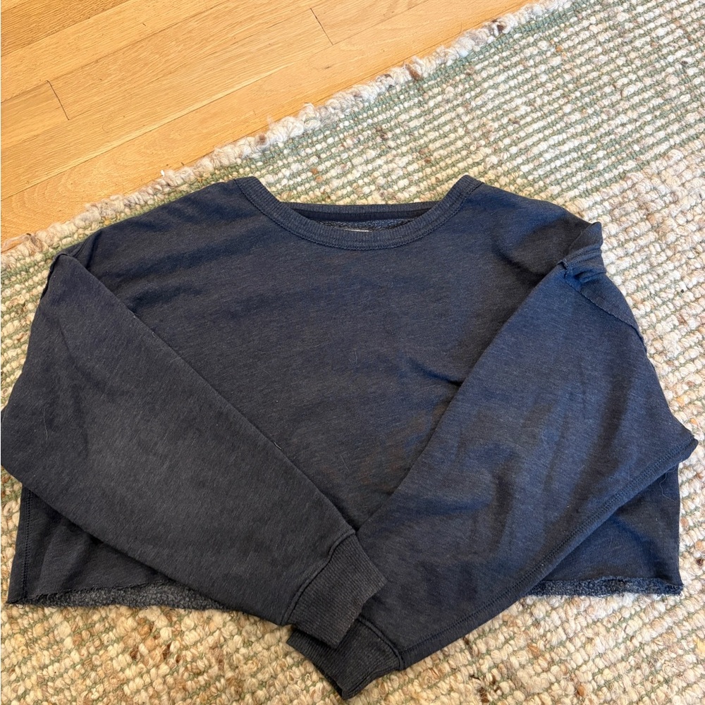 Navy Blue American Eagle Cropped Shirt